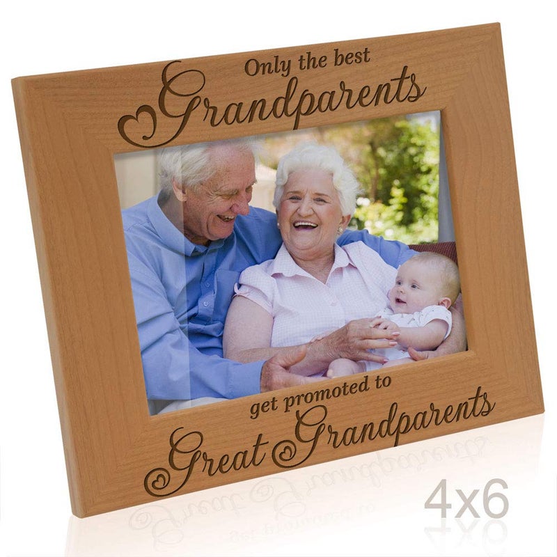 Kate Posh Only the Best Grandparents Promoted to Great Grandparents Engraved Natural Wood Picture Frame, Grandma Grandpa Gifts, Mother's Day, Father's Day (4" x 6" Horizontal) - Image 3